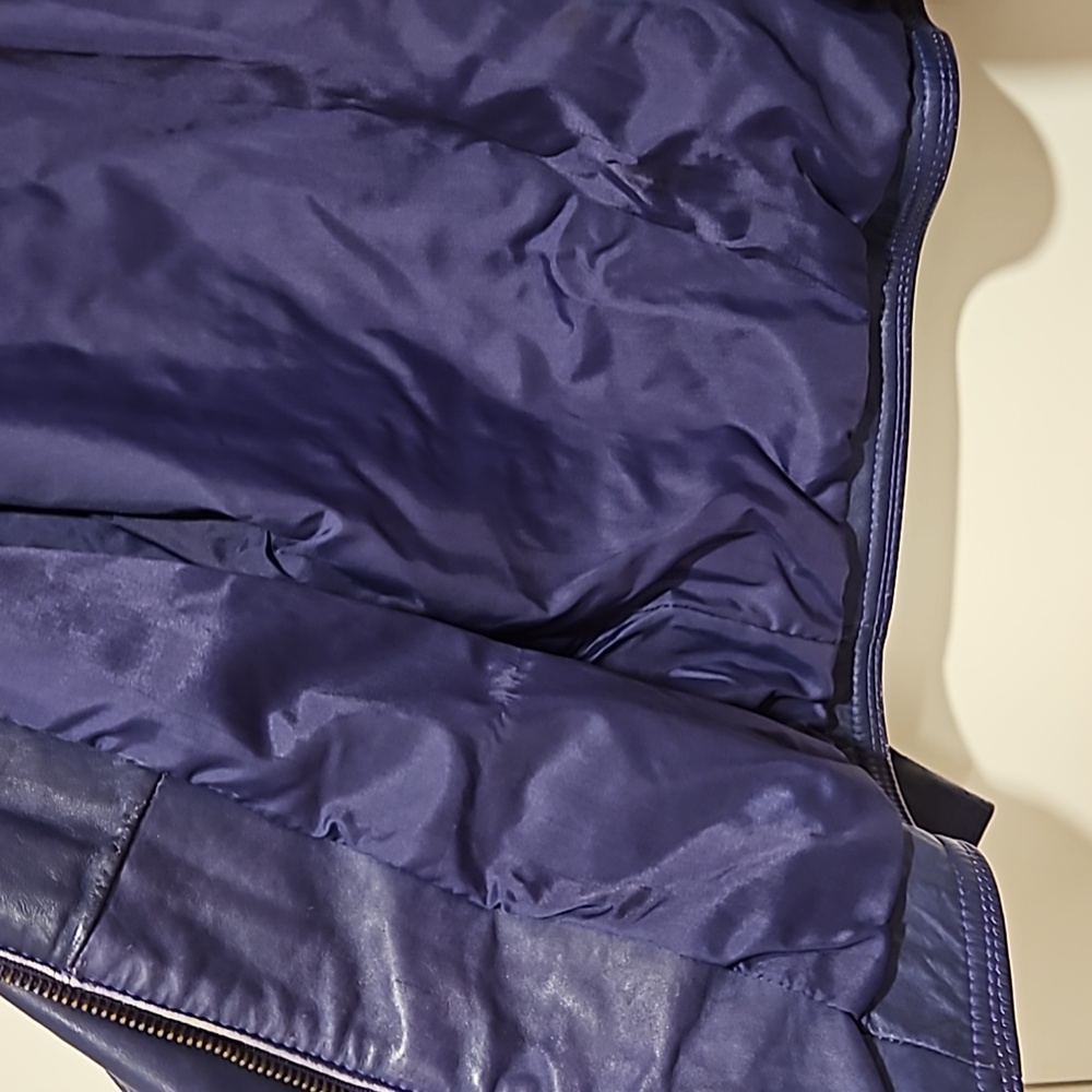 WILSON'S LEATHER Purple bomber biker moto jacket pockets lined  great color! - Picture 3 of 16
